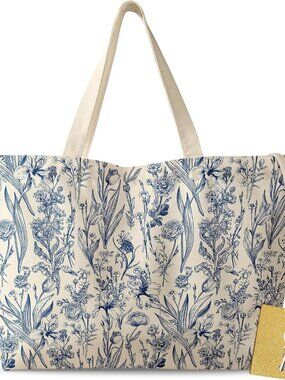 Large Tote Bag for Women - Aesthetic Cute Big Canvas Bags with Zipper Cotton Sho